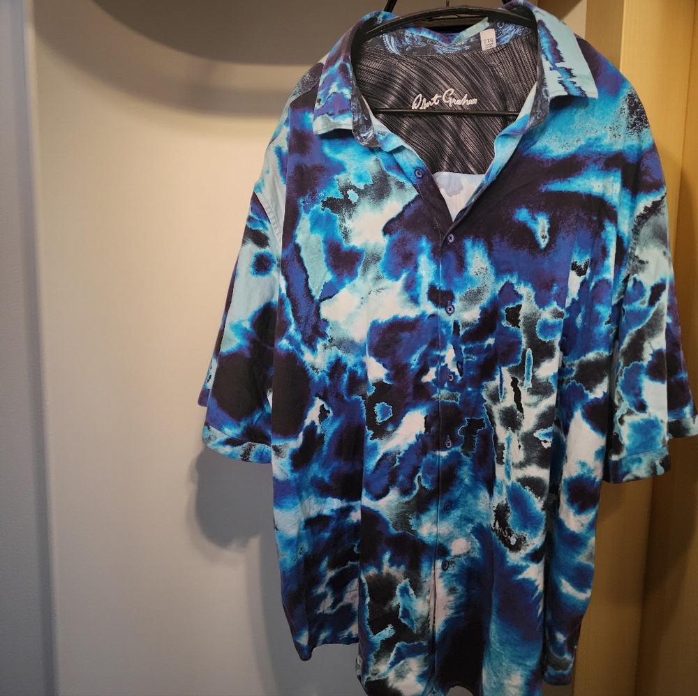 Robert Graham Blue Black Teal Abstract Print Button-Down Shirt
